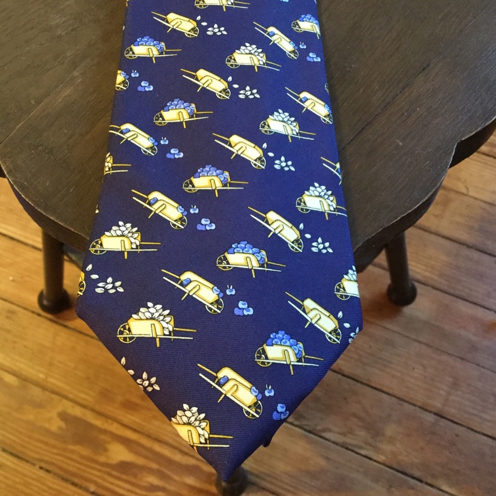 Vintage Longchamp Mens Tie Paris Wheelebarrows